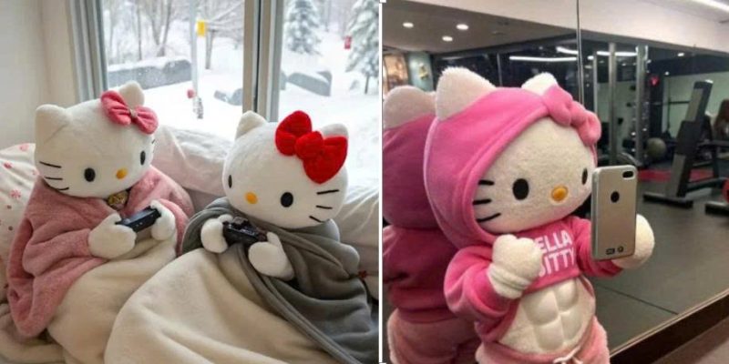 Gấu Bông Hello Kitty Cơ Bắp