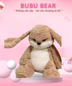 Gấu bông thỏ mặt quạo lông xù mềm mịn cao cấp, quà tặng đồ chơi đáng yêu cho bạn gái