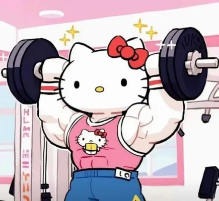gấu bông hello kitty cơ bắp