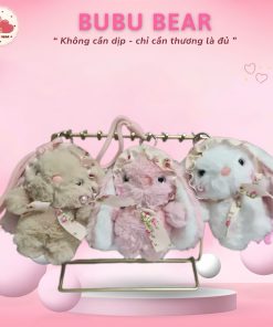 Móc khóa Thỏ Tai Dài dễ thương sang trọng đồ chơi hoạt hình búp bê nhồi bông treo balo , túi xách